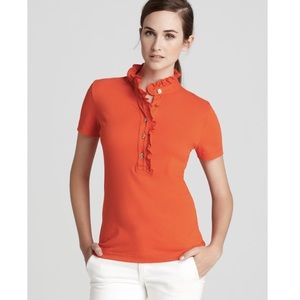 Tory Burch - Orange Ruffle Polo Shirt SZ M